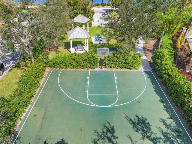 view of sport court featuring a gazebo