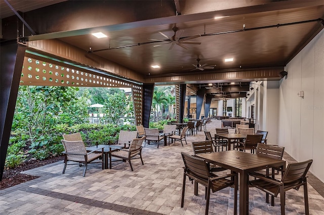 view of patio / terrace featuring ceiling fan