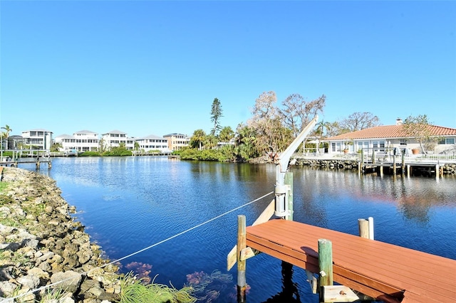 view of dock featuring a water view