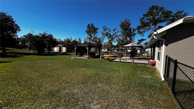 view of yard with a gazebo