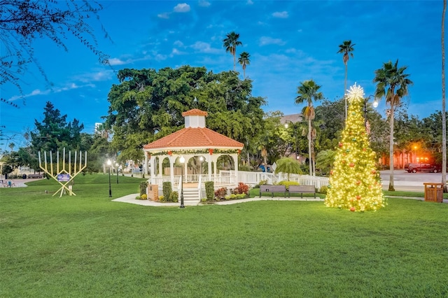 view of home's community featuring a gazebo and a lawn