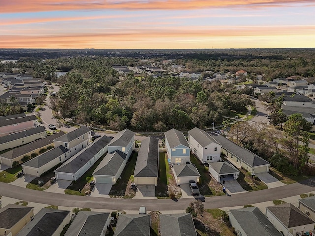 view of aerial view at dusk