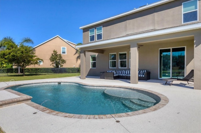 view of pool featuring a patio area and outdoor lounge area