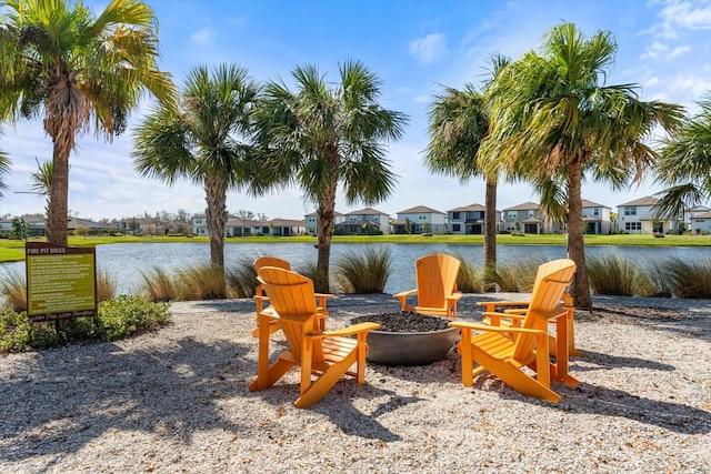 exterior space featuring a water view