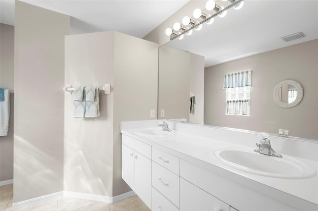 bathroom featuring vanity and tile patterned floors