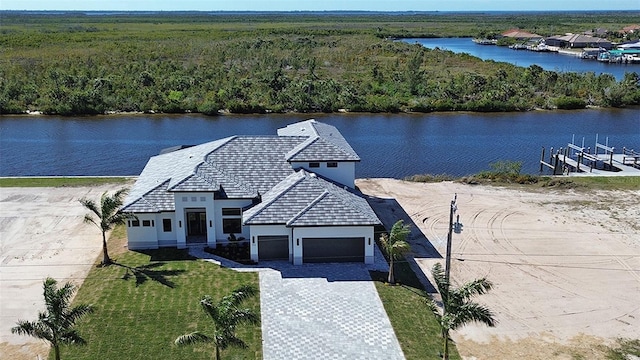 bird's eye view featuring a water view