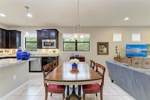 view of tiled dining room