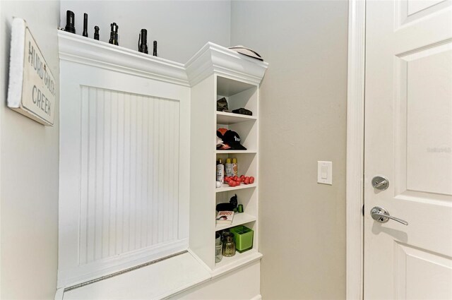 mudroom featuring built in features