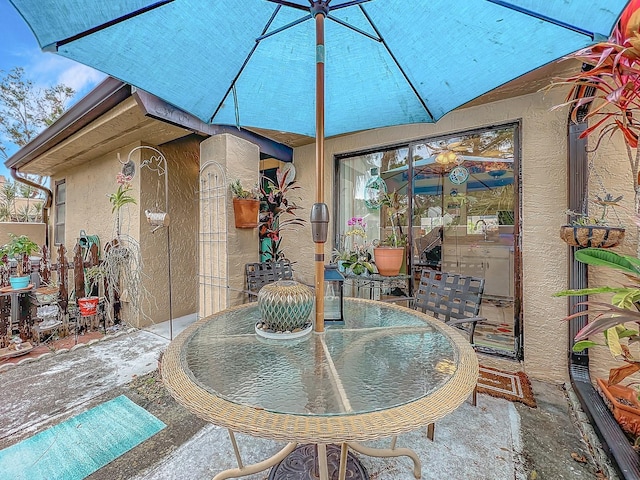 view of patio featuring sink