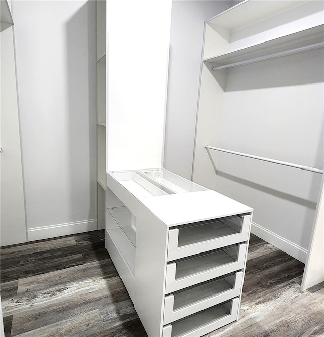 walk in closet featuring dark hardwood / wood-style flooring