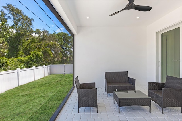 view of patio / terrace with ceiling fan