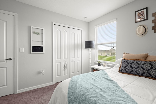 bedroom featuring a closet and carpet