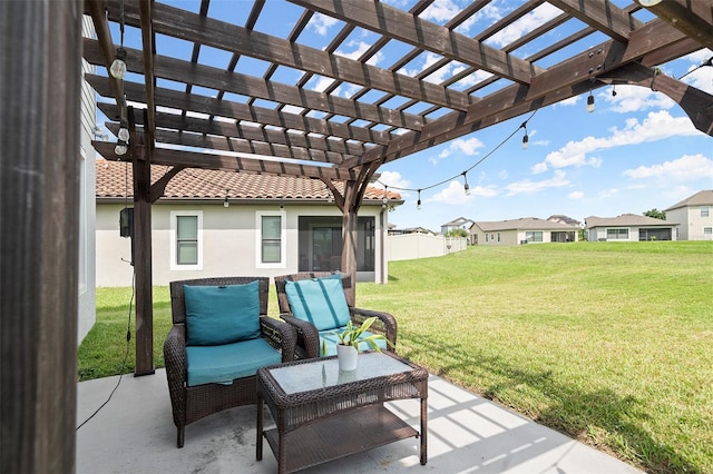 view of patio / terrace featuring a pergola