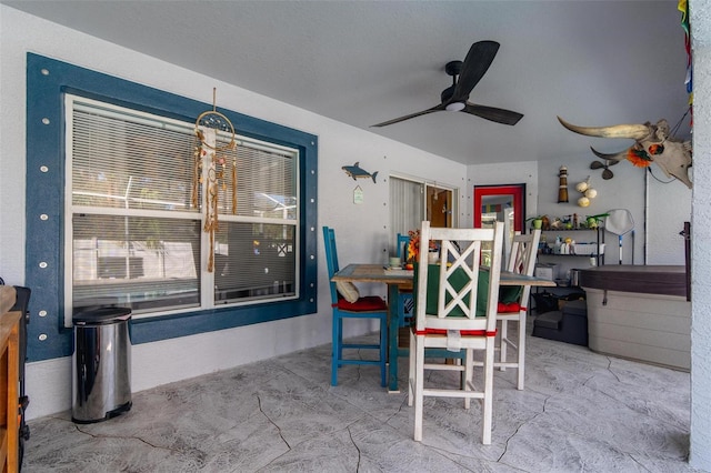 dining area with ceiling fan