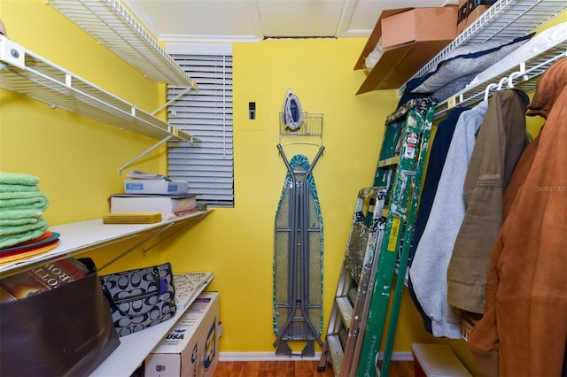 spacious closet featuring hardwood / wood-style floors