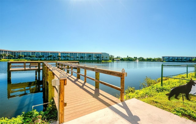 view of dock featuring a water view