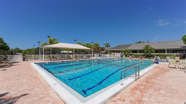 community pool with fence