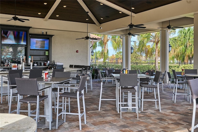 view of patio / terrace featuring ceiling fan