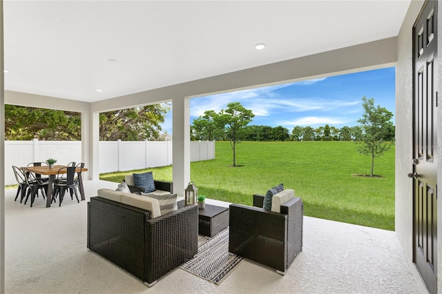 view of patio with an outdoor living space