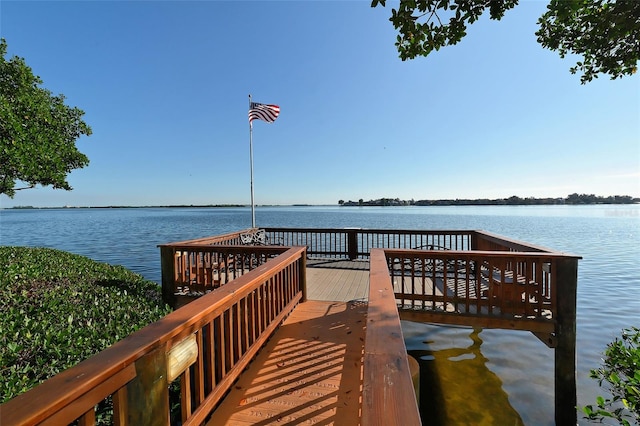 view of dock featuring a water view