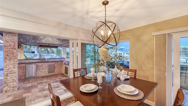 dining room featuring an inviting chandelier