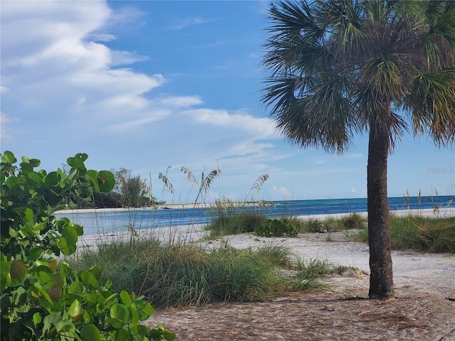 property view of water featuring a view of the beach