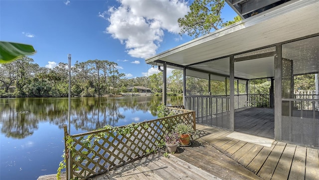 dock area featuring a water view