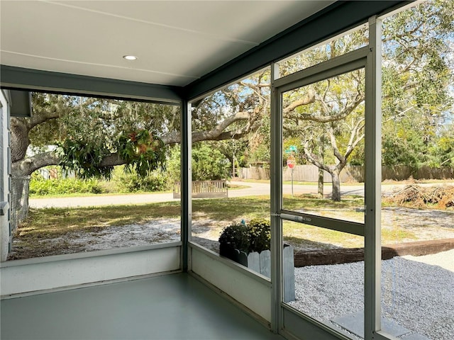 view of unfurnished sunroom