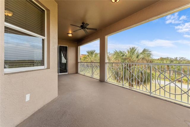 balcony with ceiling fan