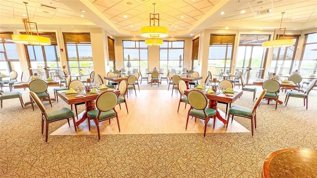 dining area with light hardwood / wood-style flooring