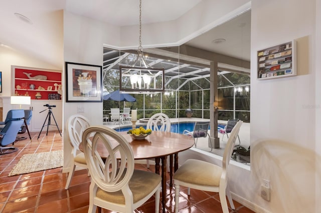 dining area with tile patterned flooring