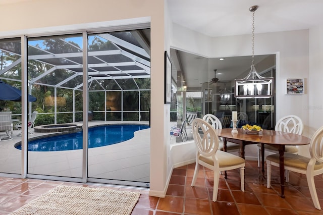 view of pool with ceiling fan