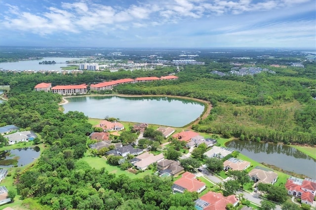 bird's eye view featuring a water view