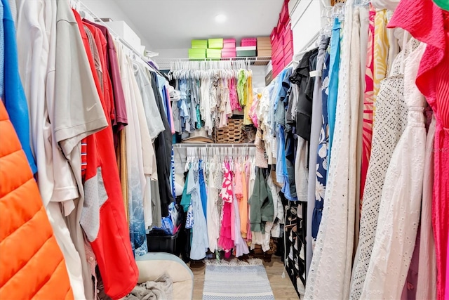 walk in closet featuring hardwood / wood-style flooring