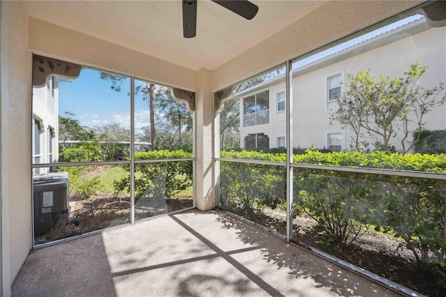 4260 Central Sarasota Pkwy Unit 213, Sarasota, FL 34238 - unfurnished sunroom featuring a ceiling fan