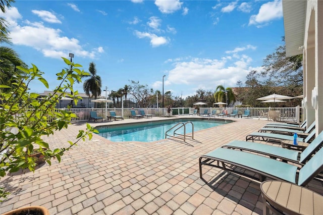 view of pool featuring a patio