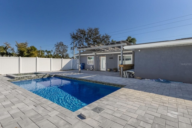 view of pool featuring a pergola and a patio