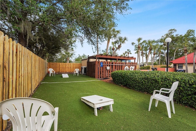 view of yard featuring a fenced backyard