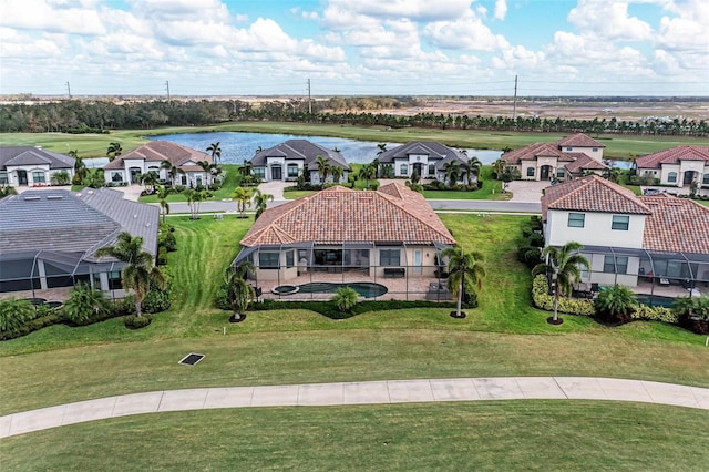 bird's eye view featuring a water view