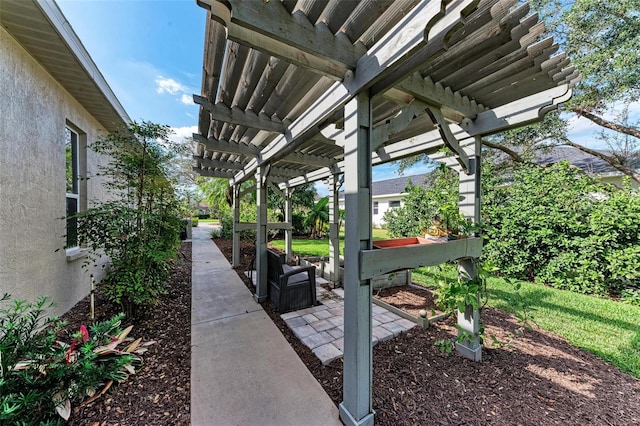 view of patio with a pergola