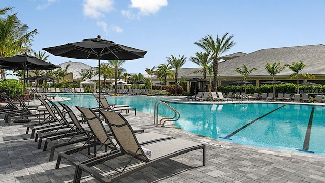 view of pool featuring a patio