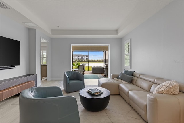 view of tiled living room