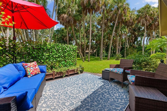 view of patio featuring an outdoor living space