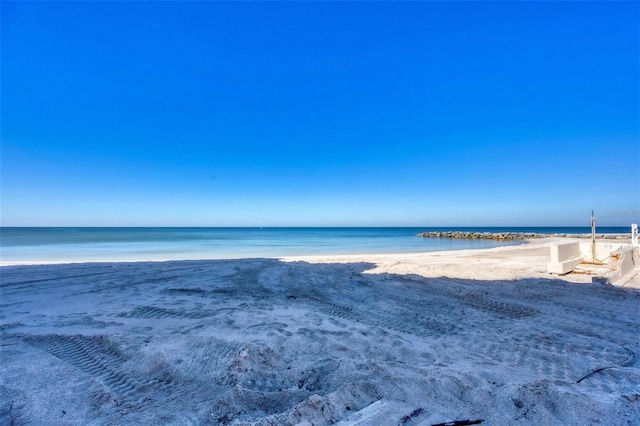 view of water feature with a view of the beach