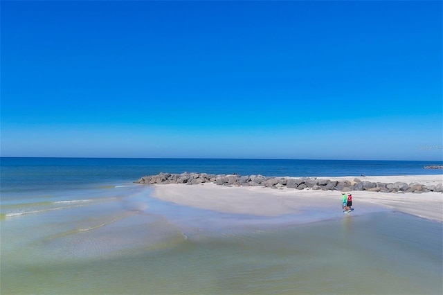 view of water feature featuring a beach view