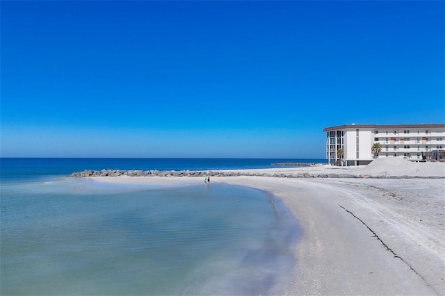 property view of water with a beach view