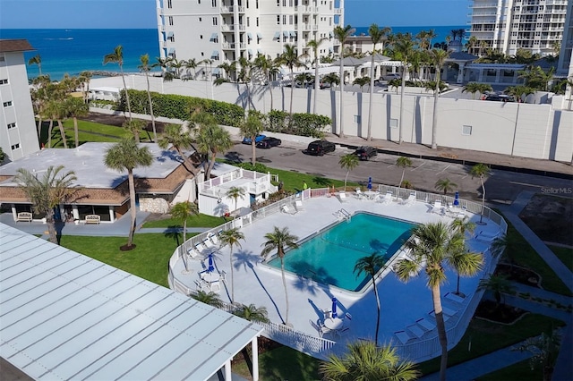 2100 Benjamin Franklin Dr Unit 205, Sarasota, FL 34236 - drone / aerial view of a large body of water and a pool area