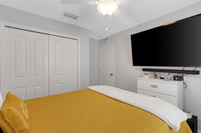 unfurnished bedroom with a closet and ceiling fan