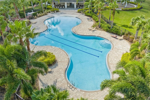 view of pool featuring a patio