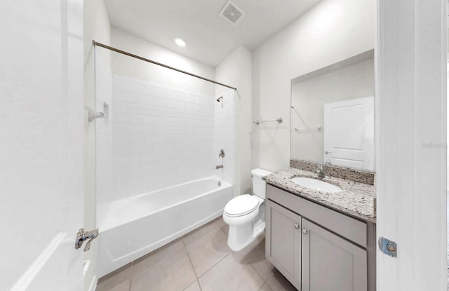 3718 Mossy Limb Ct, Palmetto, FL 34221 - bathroom with vanity, toilet, tub / shower combination, and tile patterned floors